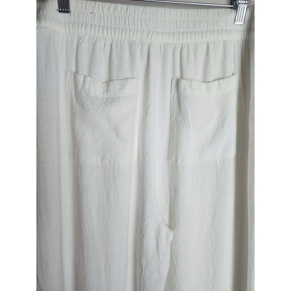 Soft Surroundings pull on linen blend beach pants sz L Gauzy slit leg stretch - Picture 5 of 10